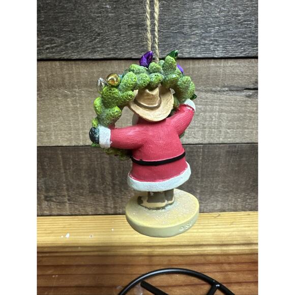 Cowboy Santa with cactus wreath Christmas Ornament - Picture 3 of 3